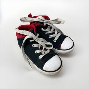Converse Boys Shoes Size 8 Chuck Taylor All Star High Top Toddler Black Red